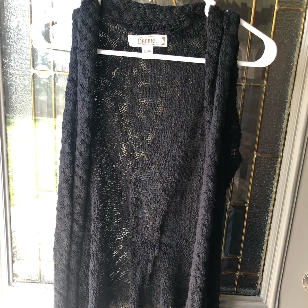 Sleeveless black cardigan, size XL